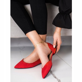 Lovery Ballerines En Daim Avec Découpe rouge 2