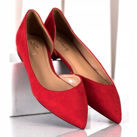Lovery Ballerines En Daim Avec Découpe rouge 1