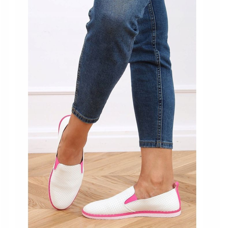 Baskets slip-on blanches AA620 Fushia 2