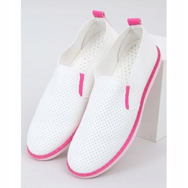 Baskets slip-on blanches AA620 Fushia 3