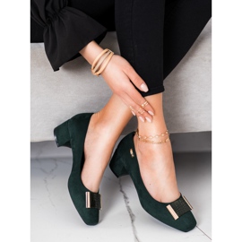 Escarpins sur un talon bas Sergio Leone vert 1
