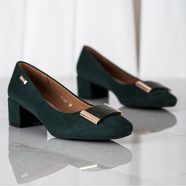 Escarpins sur un talon bas Sergio Leone vert 2