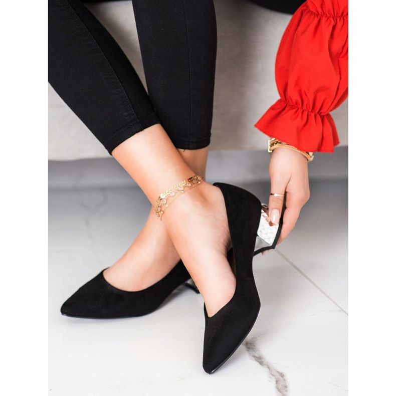 Filippo Escarpins noirs à talon doré 1