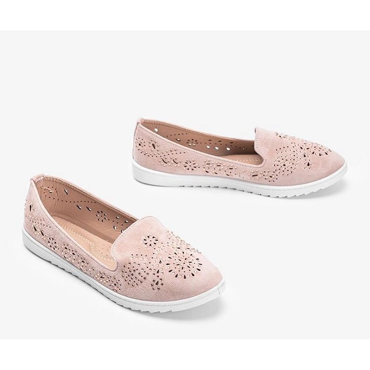 Mocassins roses ajourés avec oxyde de zirconium Brianna 1 Mocassins roses ajourés avec oxyde de zirconium Brianna 1
