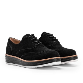 Chaussures en daim noir sur une semelle haute Kenya le noir 1