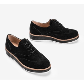 Chaussures en daim noir sur une semelle haute Kenya le noir 2