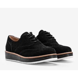 Chaussures en daim noir sur une semelle haute Kenya le noir 3