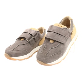 Chaussures décontractées en cuir pour garçons Mazurek 1362 Velcro brun jaune 1