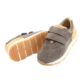 Chaussures décontractées en cuir pour garçons Mazurek 1362 Velcro brun jaune 2