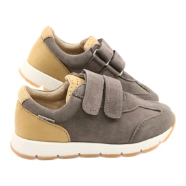 Chaussures décontractées en cuir pour garçons Mazurek 1362 Velcro brun jaune 4