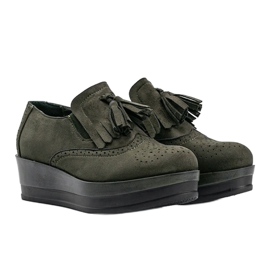Chaussures en daim vertes sur le compensé Makenzie 1