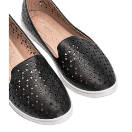 Mocassins noirs finition Margari ajourée 1