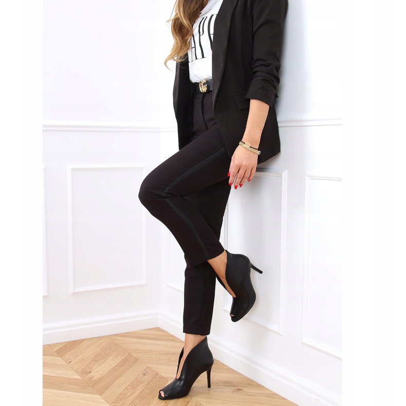 Boots noires à bout ouvert 9501 Noir le noir 1