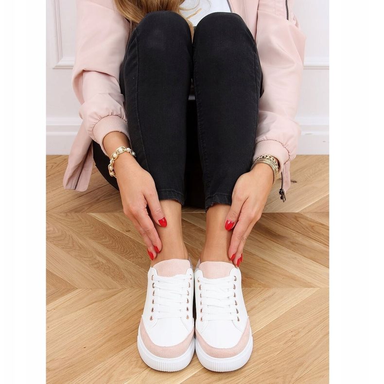 Baskets femme blanches 6110 Rose 1