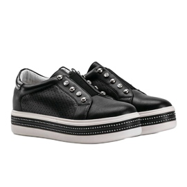 Baskets noires Slip On ornées d'oxydes de zirconium Beatriz le noir 1
