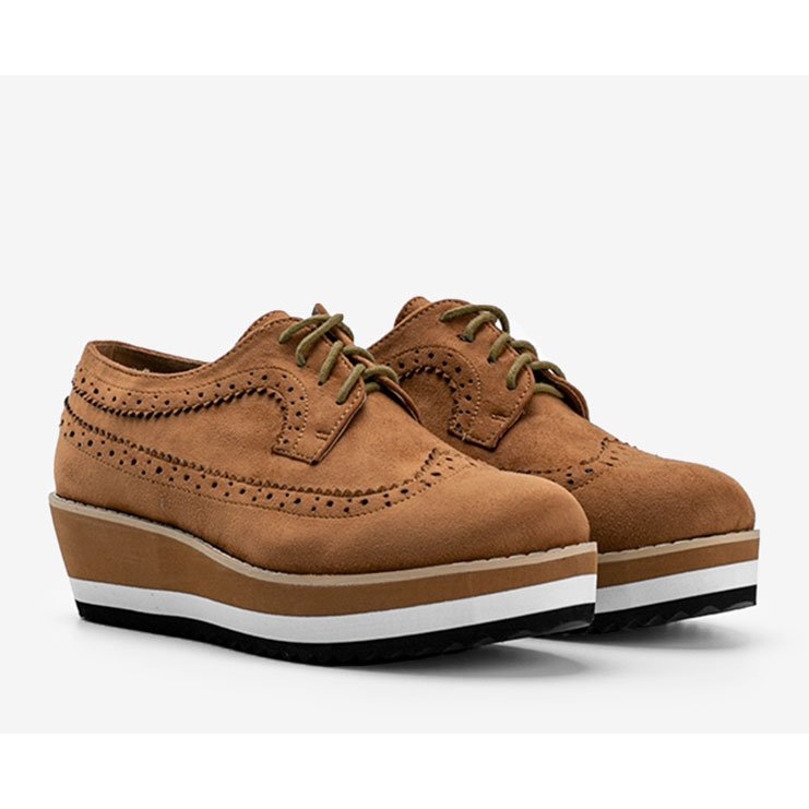 Chaussures en daim marron à semelles hautes Camryn brun 1