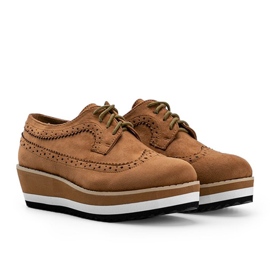 Chaussures en daim marron à semelles hautes Camryn brun 3