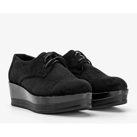 Chaussures en daim noir sur une semelle haute Elisabeth le noir 1