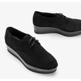 Chaussures en daim noir sur une semelle haute Elisabeth le noir 4