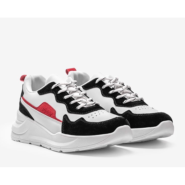 Baskets blanches avec accessoires Alexia noirs 1