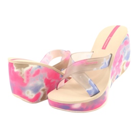 Pantoufles compensées Ipanema 83071 Lipsick Straps VII pour femmes beige bleu rose 3