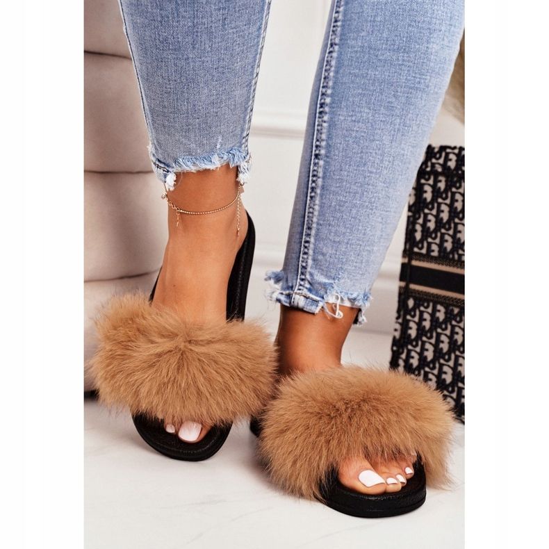 SEA Chaussons Femme Fourrure Camel Belmondo brun le noir 4 SEA Chaussons Femme Fourrure Camel Belmondo brun le noir 4