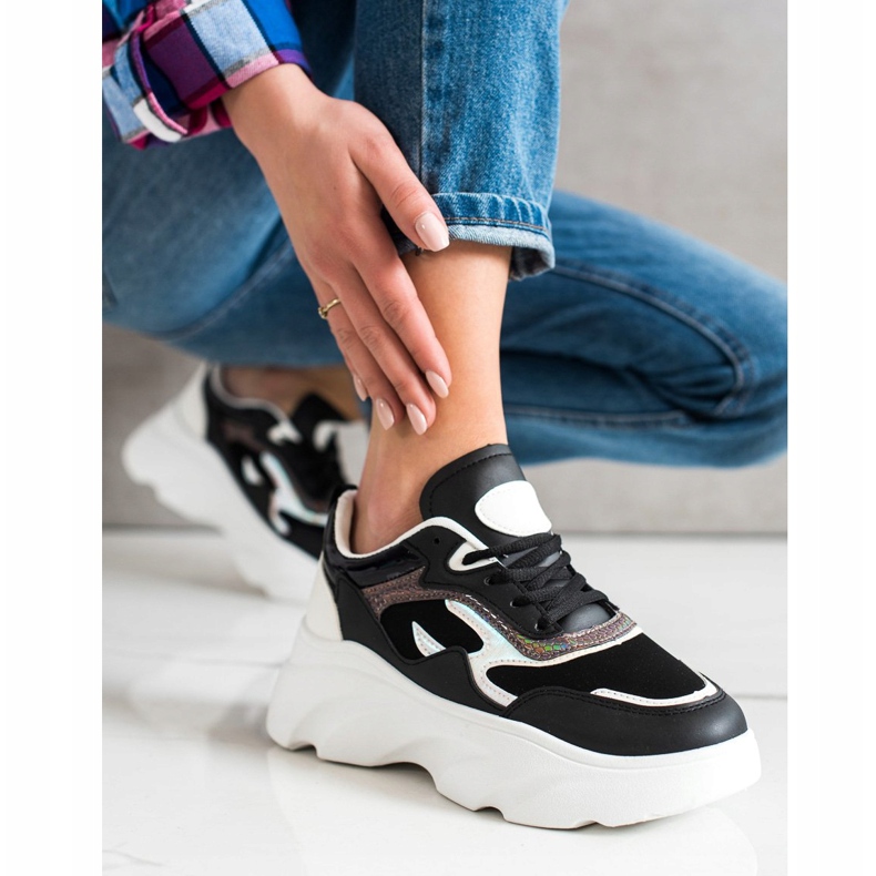 SHELOVET Baskets à la mode blanche le noir 1