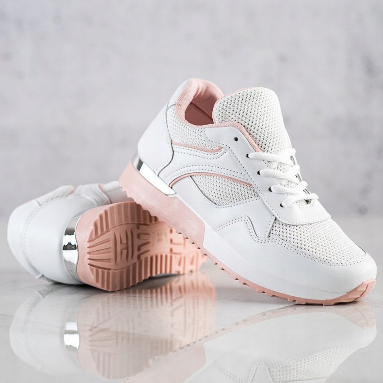 SHELOVET Baskets élégantes pour le printemps blanc rose 1