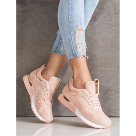 SHELOVET Baskets en daim poudré rose 4