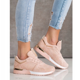 SHELOVET Baskets en daim poudré rose 3