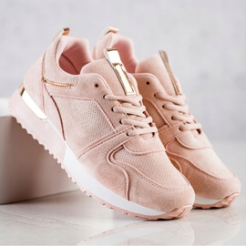 SHELOVET Baskets en daim poudré rose 2