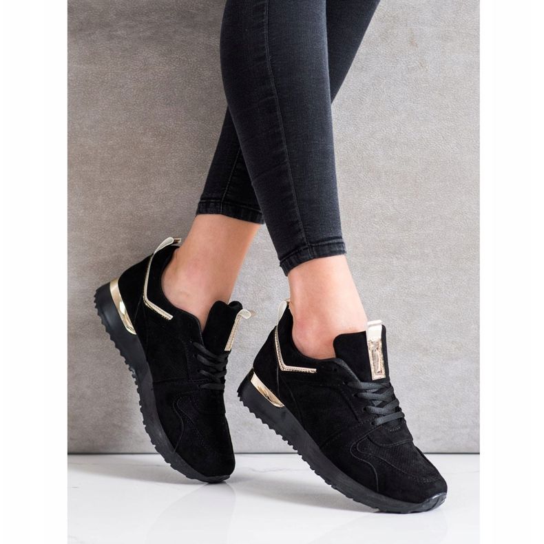 SHELOVET Baskets en daim noires 2