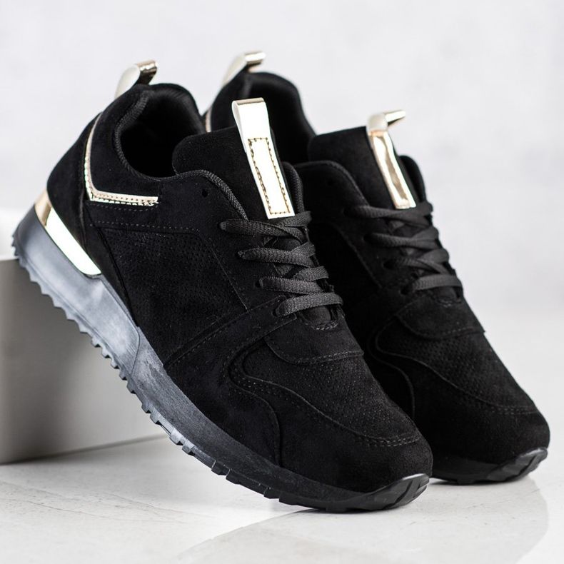 SHELOVET Baskets en daim noires le noir 1