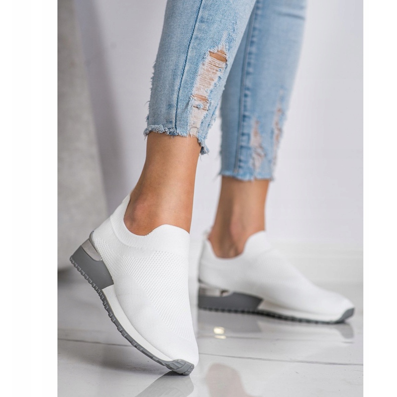 SHELOVET Baskets ajourées en textile blanche 1