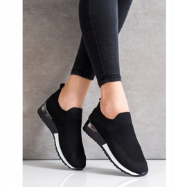 SHELOVET Baskets ajourées en textile noir 2