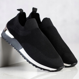 SHELOVET Baskets ajourées en textile noir 1