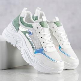 SHELOVET Baskets à empiècements verts blanche 1 SHELOVET Baskets à empiècements verts blanche 1