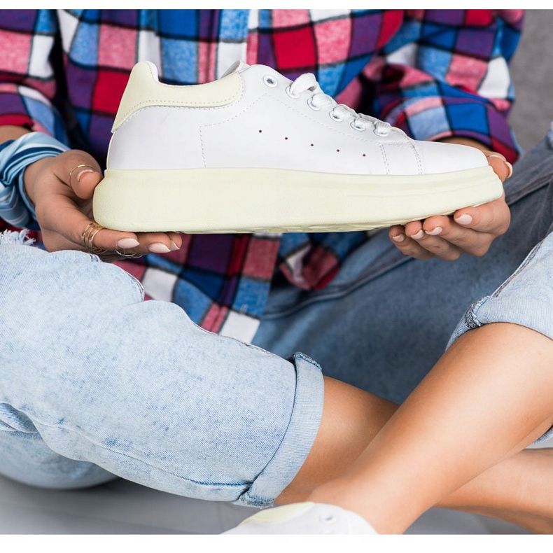 SHELOVET Baskets sur la plate-forme verte blanc 1