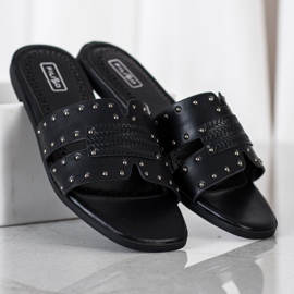 Filippo Pantoufles en cuir écologique noir le noir 1