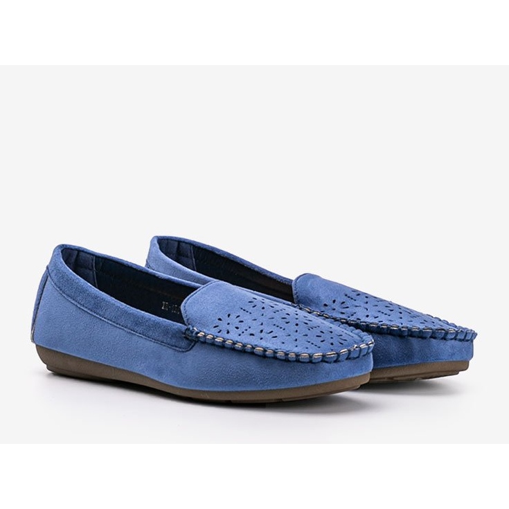 Mocassins bleus à bout ajouré Justine 1