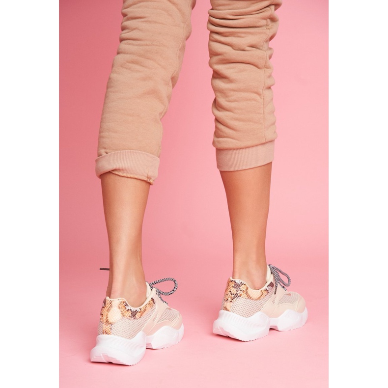 PS1 Chaussures Sport Femme Snakeskin Beige Giselle brun doré 3