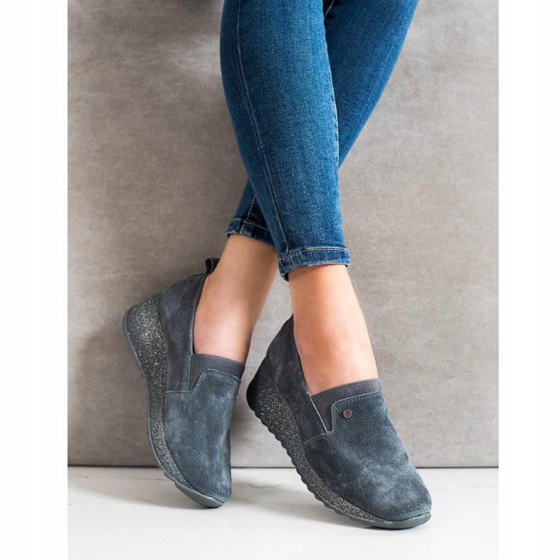 Filippo Chaussures de brocart en cuir gris 1