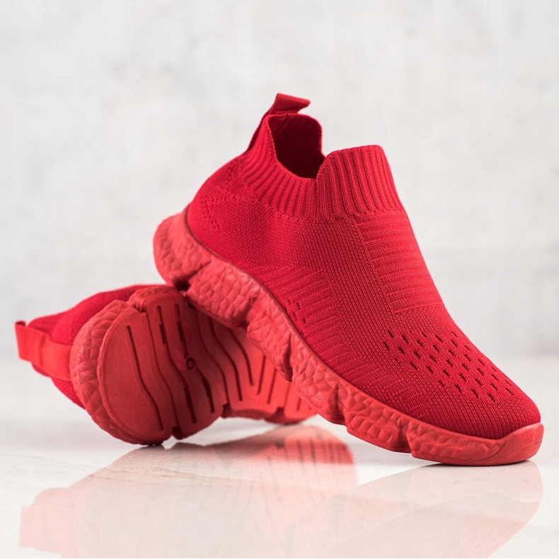 SHELOVET Baskets à enfiler à la mode rouge 2