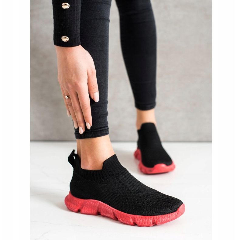 SHELOVET Baskets à enfiler à la mode noir 2