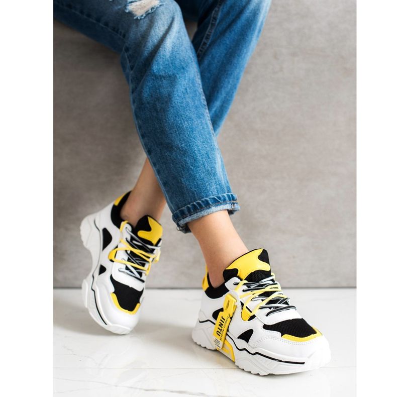 Weide Baskets à lacets à la mode blanche le noir multicolore 1