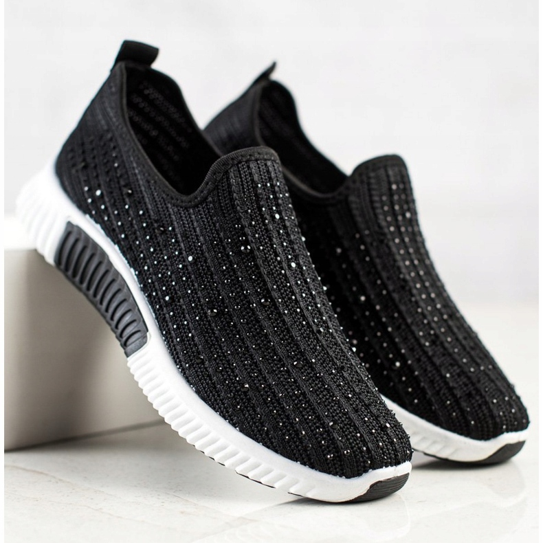 SHELOVET Slipons Avec Cristaux noir 1