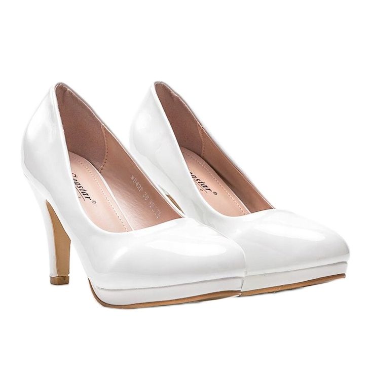 Escarpins blancs sur le talon d'Alisa blanche 1