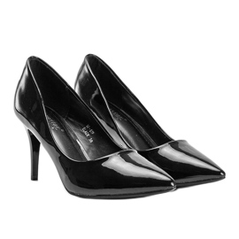 Escarpins classiques laqués noirs sur le talon aiguille Allyssa le noir 2