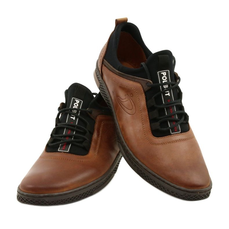 Polbut Chaussures décontractées en cuir pour hommes K24 1337 brun 4