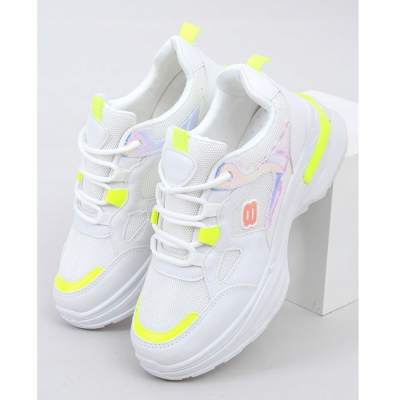 Chaussures de sport femme blanches et jaunes HX-68 Jaune multicolore 1